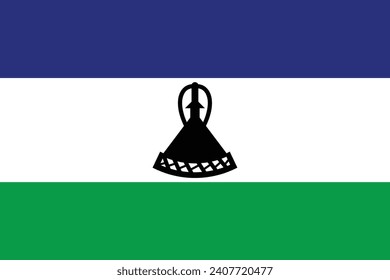 Bandera nacional de la ilustración vectorial de Lesotho con color oficial