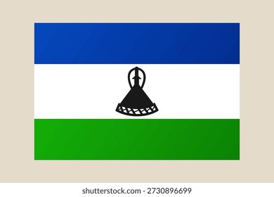 Nationalflagge von Lesotho, Vektorgrafik, mit dem schwarzen mokorotlo Symbol für patriotische und offizielle Designkonzepte.