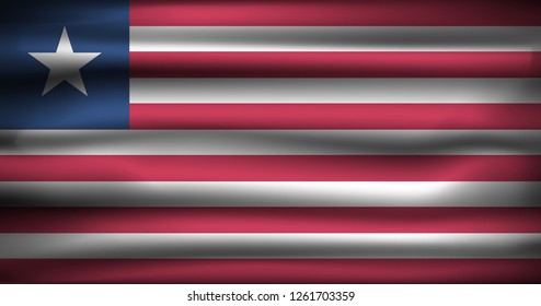 National Flag of Liberia LR. Front view, official colors and correct proportion. Realistic vector illustration.