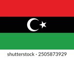 National flag of Libya. Libyan flag. Vector Illustration.