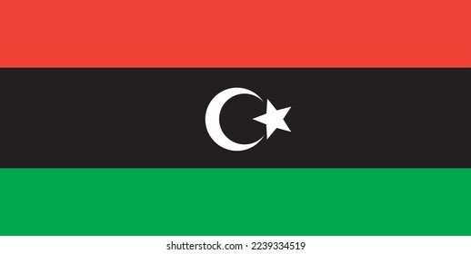 Bandera nacional de Libia. Ilustración vectorial.