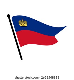 Bandeira nacional do Liechtenstein. Bandeira de Liechtenstein computador digital vetor ilustração ícone design. Bandeira de mastro flutuante.