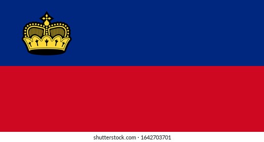 The national flag of Liechtenstein is isolated in official colors.