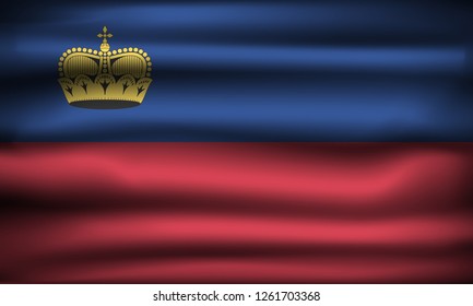 National Flag of Liechtenstein LI. Front view, official colors and correct proportion. Realistic vector illustration.