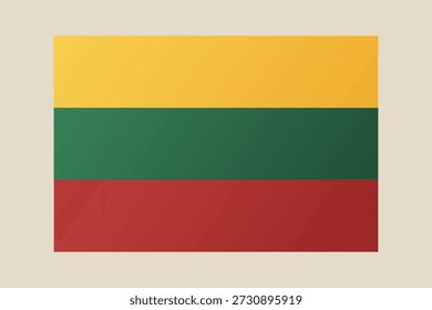 National Flag of Lithuania displayed as a square icon, a simple and patriotic vector illustration on a light background..