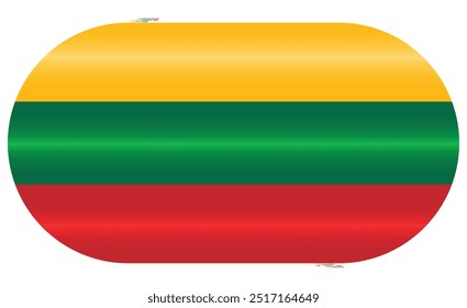 National Flag of Lithuania. Lithuanian flag in Capsule shape. European Country. Lithuania flags isolated on white background. Editable vector EPS available