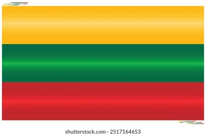 National Flag of Lithuania. Lithuanian flag in Rectangle shape. European Country. Lithuania flags isolated on white background. Editable vector EPS available