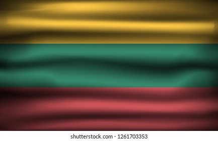 National Flag of Lithuania LT. Front view, official colors and correct proportion. Realistic vector illustration.
