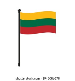 national flag of Lithuania in the original colours and on the stick