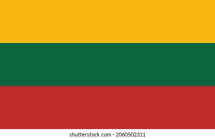 National flag of Lithuania original size and colors vector illustration, Lietuvos veliava Lithuanian flag, Republic of Lithuania flag