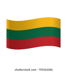 National flag of Lithuania: yellow, green and red horizontal stripes.