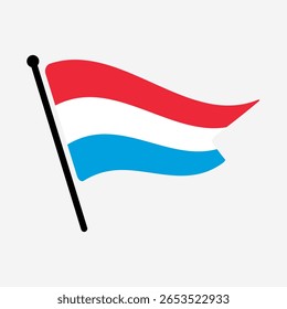Bandeira nacional do Luxemburgo. Bandeira de Luxemburgo computador digital vetor ilustração ícone design. Bandeira de mastro flutuante.