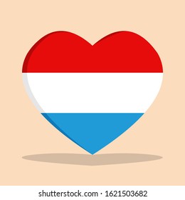 The national flag of Luxembourg love icon isolated on cream background vector illustration.