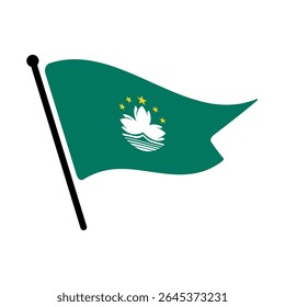 Bandeira nacional de Macau.  Bandeira de Macau computador digital vetor ilustração ícone design.  Bandeira de mastro flutuante.
