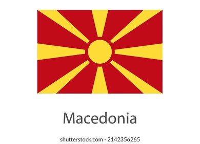 The national flag of Macedonia. Macedonia written flag vector, illüstration EPS10.