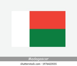 National Flag of Madagascar. Malagasy Country Flag. Republic of Madagascar Detailed Banner. EPS Vector Illustration Cut File