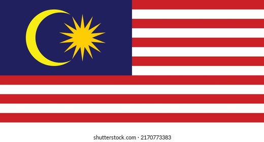 The national flag of Malaysia vector illustration. Flag of Malaysia with accurate color and proportion