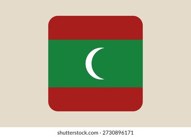 Bandera Nacional de Maldivas diseñada como un ícono cuadrado redondeado limpio para temas patrióticos de Diseño gráfico y viajes..