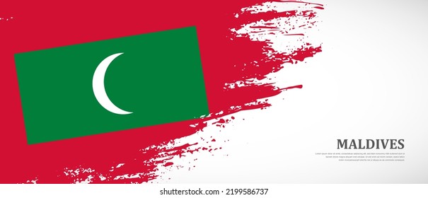 National flag of Maldives with textured brush flag. Artistic hand drawn brush flag banner background