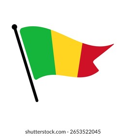 Bandeira nacional do Mali. Mali bandeira computador digital vetor ilustração ícone design. Bandeira de mastro flutuante.