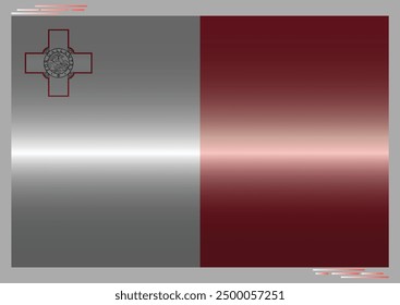 Bandera nacional de Malta en sombra negra. Bandera maltesa en forma de rectángulo. Country europeo. Banderas de Malta aisladas sobre fondo gris. EPS de Vector editable disponible