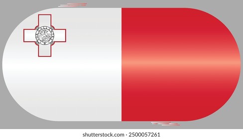 Bandera nacional de Malta. Bandera maltesa en forma de cápsula. Country europeo. Banderas de Malta aisladas sobre fondo gris. EPS de Vector editable disponible