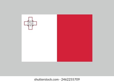 National Flag of Malta, Maltese Country Flag in 2 to 3 proportion, vector illustration on a grey background