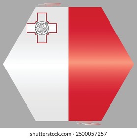 Bandera nacional de Malta. Bandera maltesa en forma de polígono. Country europeo. Banderas de Malta aisladas sobre fondo gris. EPS de Vector editable disponible