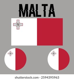 National flag of Malta. Rectangular flag. Vector illustration