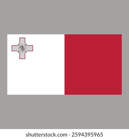 National flag of Malta. Rectangular flag. Vector illustration