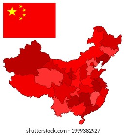 Nationale Flagge und Karte Chinas