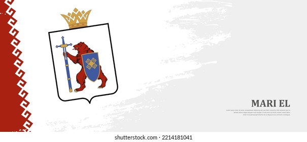 National flag of Mari El with textured brush flag. Artistic hand drawn brush flag banner background