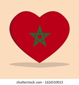 The national flag of marocco love icon isolated on cream background vector illustration