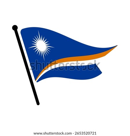 National flag of Marshall Islands. Marshall Islands flag computer digital vector illustration icon design. Fluttering flagpole flag.