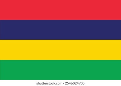 The national flag of Mauritania is a green field containing a gold star and crescent, with two red stripes at the top and bottom of the field