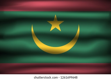 National Flag of Mauritania MR. Front view, official colors and correct proportion. Realistic vector illustration.