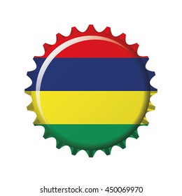 National flag of Mauritius on a bottle cap. Vector Illustration