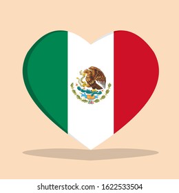 The national flag of Mexico love icon isolated on cream background vector illustration.