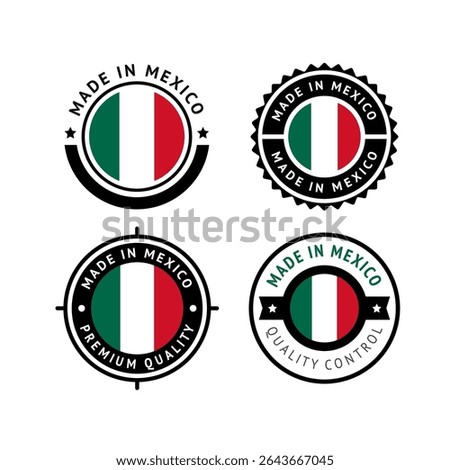 National flag of the Mexico, set flat vector icons
