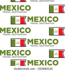 National flag, Mexico travel destination, Mexican heraldic symbol seamless pattern vector. Heraldry striped fabric or textile traveling and tourism endless texture. Journey or trip, wallpaper print