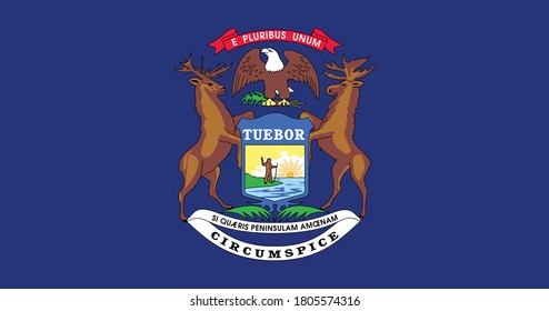 National flag of Michigan, Vector illustration, Vector of Michigan Flag. 