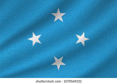 national flag of Micronesia on wavy cotton fabric. Realistic vector illustration.