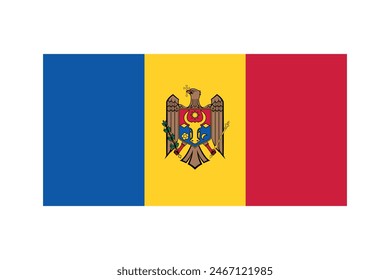 National Flag of Moldova, Moldavian Country Flag in 1:2 proportion, vector illustration on a white background