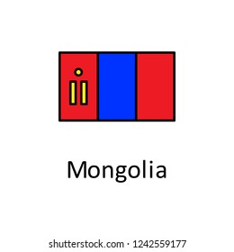 National flag of Mongolia in simple colors with name icon