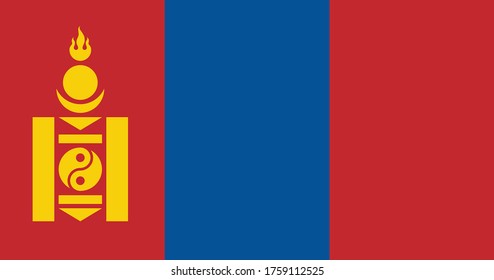 Bandera nacional de Mongolia. Ilustración vectorial, Vector de la bandera mongolia.

