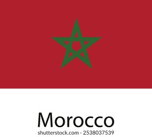 A bandeira nacional de Marrocos apresenta um campo vermelho com uma estrela verde de cinco pontas, representando o Islã e a unidade do povo marroquino.