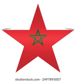 National Flag of Morocco. Moroccan flag in star shape. African Country. Morocco flags isolated on white background. Editable vector EPS available