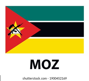 The national flag of the Mozambique.