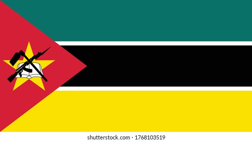National flag of Mozambique. Vector illustration, Vector of mozambique flag. EPS, Vector, illustration.