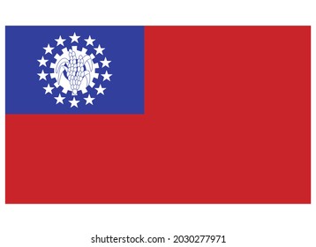 National Flag of Myanmar Isolated Vector